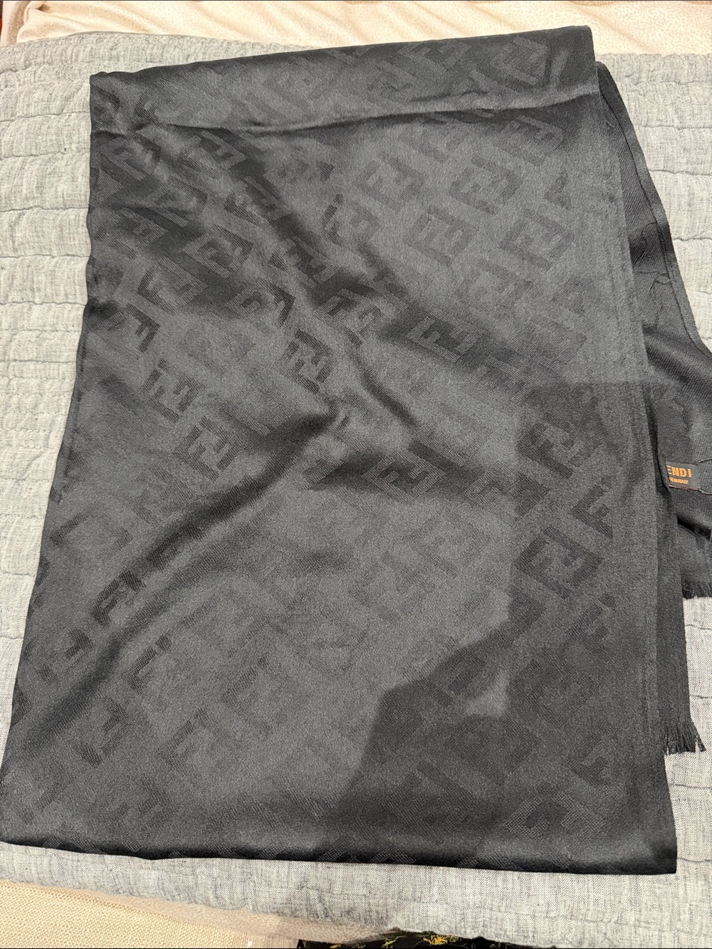 Fendi Black Monogram Scarf